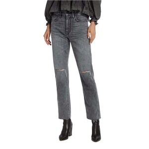 SLVRLAKE | Hero High Rise Straight‎ Leg Distressed Jeans Midnight Rider Size 28